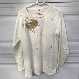 Quacker Factory Creme Christmas Sweater Medium NWT